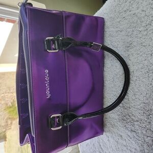 NWOT Younique Presenter Purple Bag Metallic Top Zip Large With Shoulder Strap